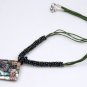 Paua Abalone Shell Pendant and Seed Bead Necklace 17"