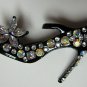 Crystal Studded Black High Heel Pin Brooch 2.36"