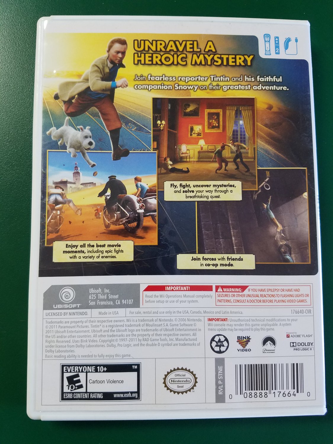 The Adventures of TinTin (The Game) Nintendo Wii Console Video Game