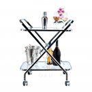 Wine and Liquor Bar  Metal With Top X Shape Glass Serving 30.5" Trolley