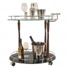 Wine and Liquor Bar Metal With Glass Oval Shape Serving 29.75" Trolley Wine and Liquor Bar Metal With Glass Oval Shape Serving 29.75" Trolley