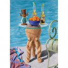Tiki Time Octopus Glass Topped Sculptural 22.5"  Serving Table