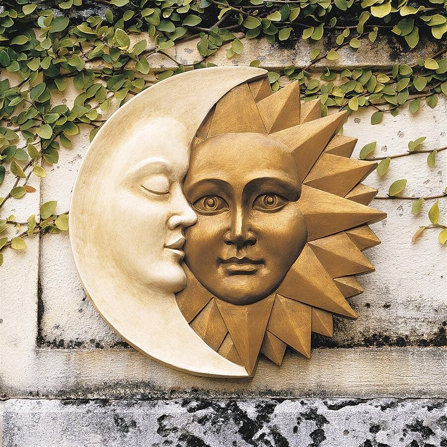Celestial Harmony: Sun and Moon 15.5"  Wall Sculpture By artist Evelyn Myers Hartley