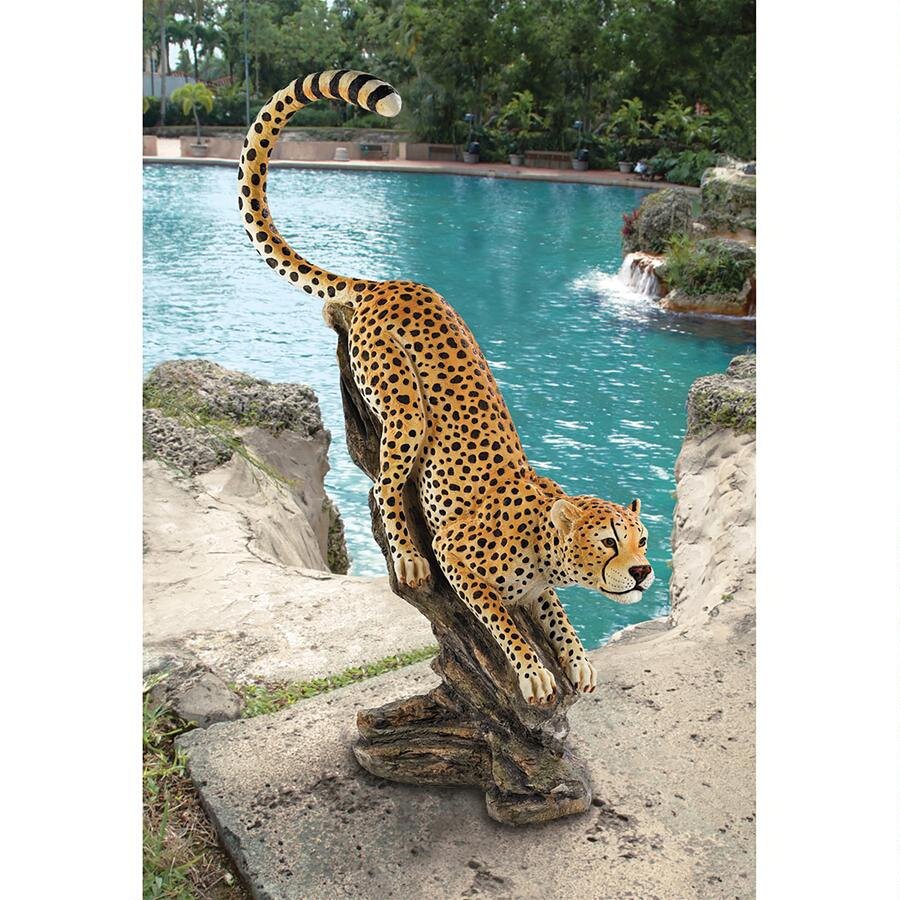 Savannah Cheetah Handcrafted 48" Garden Statue by Artist Samuel Lightfoot