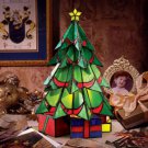 Christmas Tree Stained Glass Table Lamp 11" Illuminated Sculpture