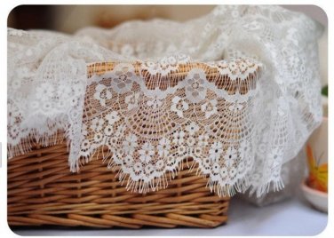 White Floral eyelash lace fabric 1 yard