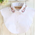 Removable Half Shirt Cotton Collar with Embroidered Flower for Sweaters F33