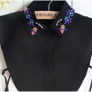 Detachable Colorful Rhinestone Half Shirts Black Fake Chiffon Collars f32