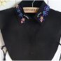 Detachable Colorful Rhinestone Half Shirts Black Fake Chiffon Collars f32