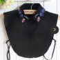 Detachable Colorful Rhinestone Half Shirts Black Fake Chiffon Collars f32