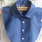 Blue Denim Half Shirt Fake Collar Bib Mock Shirt F41