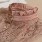 Dark Brown Pleated Fake Lace Collar Shirt Mock Shirt Bib F43