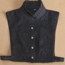 Black Pleated Fake Lace Collar Shirt Mock Shirt Bib F43