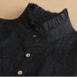 Black Pleated Fake Lace Collar Shirt Mock Shirt Bib F43