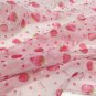 Light Pink Chiffon Fabric With Red Strawberry By the Yard F17