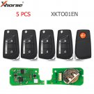 5 x Xhorse XKTO01EN Wire Remote Key For Toyota Flip 2 Buttons For VVDI2/VVDI