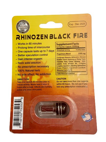 RhinoZen Black Fire Platinum 500k male enhancement pills 10 packs