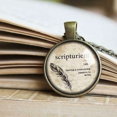 Scripturient Definition Pendant Writers Word Necklace Quote Jewelry, Author  Gift