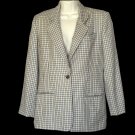 Burberrys Wool Blazer Jacket Black Tan White Size 4 S Small