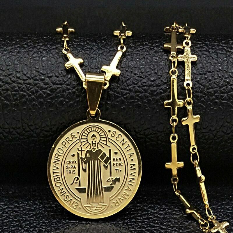 PENDANT MEDAL St BENEDICT CROSS ANGELS TOTAL PROTECTION EVIL BLACK MAGIC SPIRIT