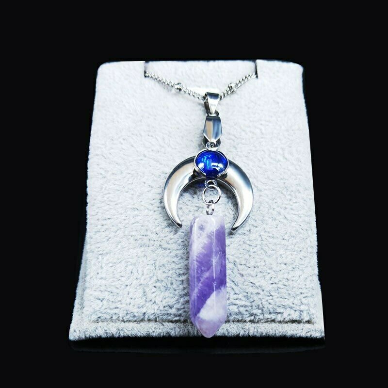 PENDANT MOON CRYSTAL STONE ENERGY CHAKRA HEALING SPIRITUAL RADIONICS