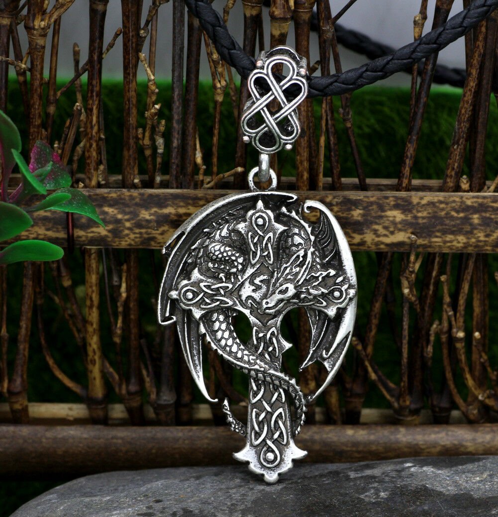 PENDANT DRAGON CROSS PROTECTION DEMON REMOVE BLACK MAGIC SPELL CAST SPIRIT JINN