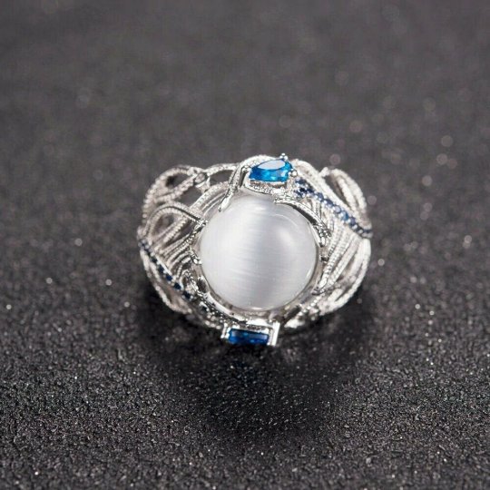 RING SILVER OPAL PROTECTION REMOVE BLACK MAGIC SPELL EVIL EYE SPIRIT PARANORMAL