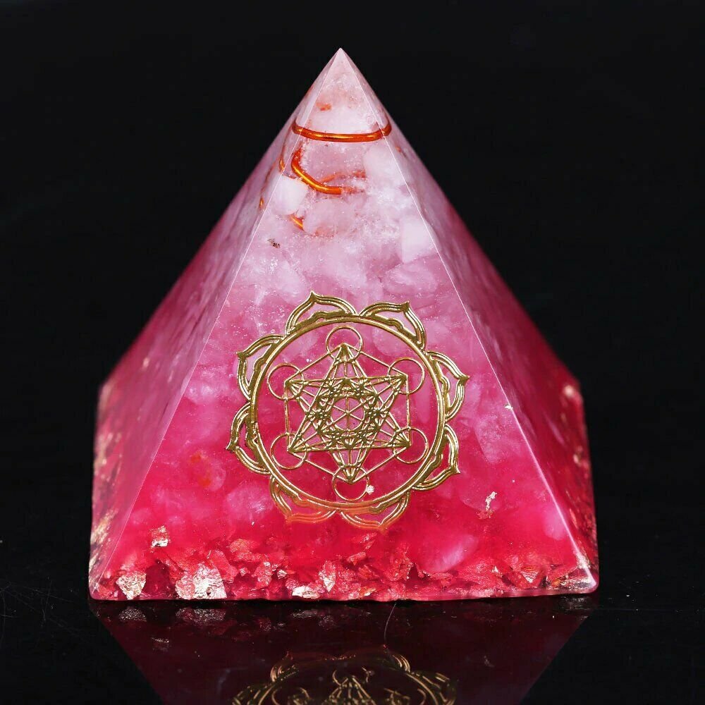 PYRAMID PINK CRYSTAL ORGONE ENERGY CHAKRA HEALING SPIRITUAL RADIONICS PROTECTION