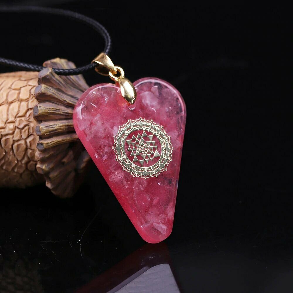 PENDANT ROSE QUARTZ ORGONE ENERGY CHAKRA HEALING SPIRITUAL RADIONICS MEDITATION