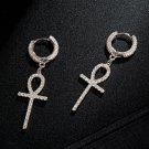 Earrings Silver Color Zircon Ankh Cross Jesus talisman Total Protection Amulet Spell