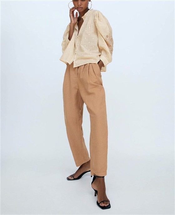 Dot Embroidered Sleeve Blouse