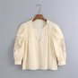 Dot Embroidered Sleeve Blouse