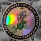 Outer Space Mermaids From Outer Space, 3"x3" HOLOGRAPHIC STICKER, Glossy,