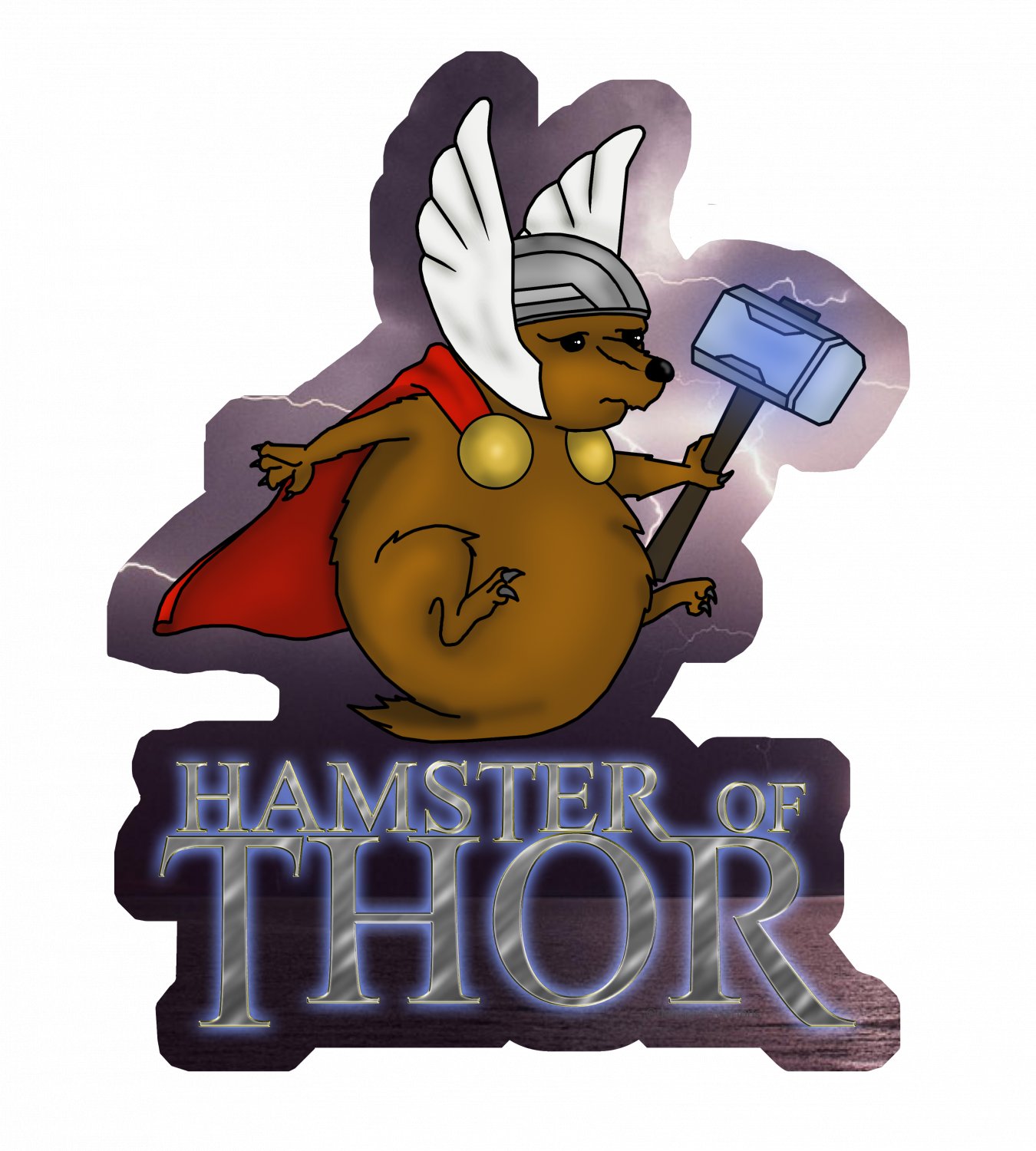 Hamster Of Thor STICKER 3"x 2.5" Cute Marvel Avengers Mashup Art, waterproof, glossy
