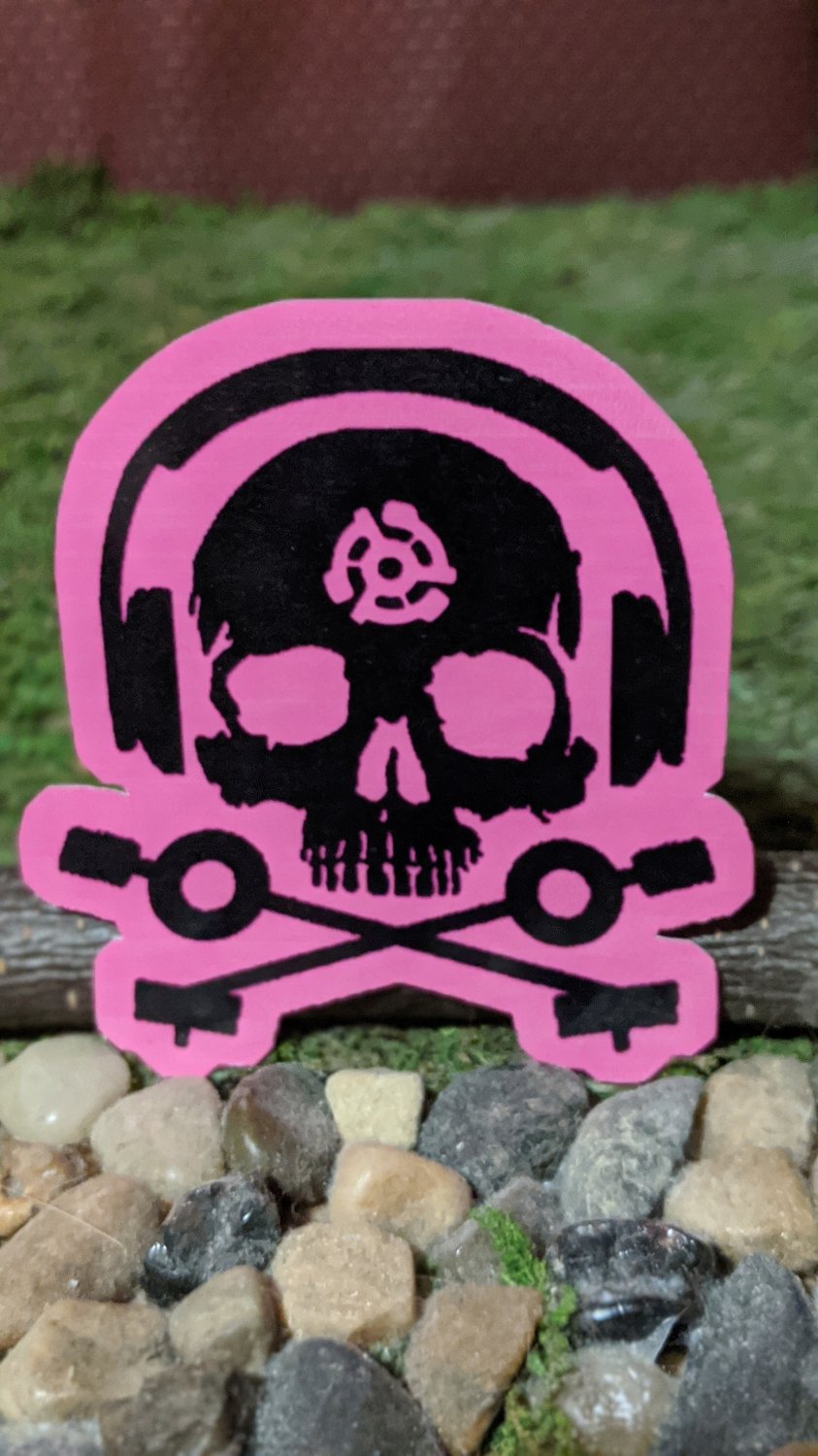 D.J. Skeleton STICKER (PINK version) Glossy, Die Cut