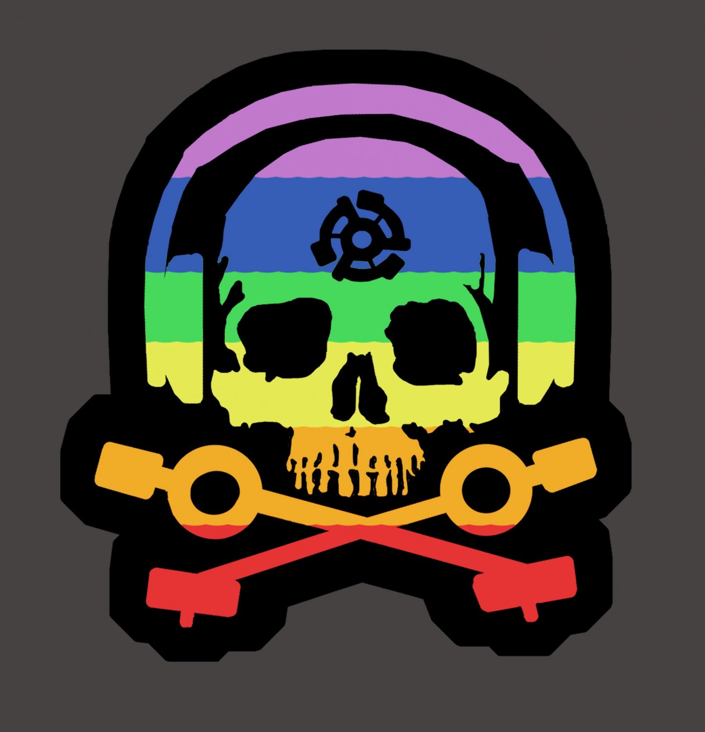 D.J. Skeleton logo STICKER (Rainbow Version) - Glossy, Die Cut