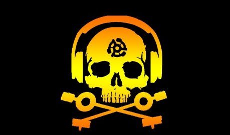 D.J. Skeleton logo STICKER (Orange/Yellow Version) - & glossy