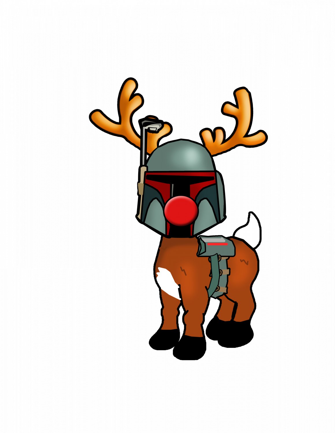 ABoMinaTioN #6: Boba the Fett Nosed Reindeer STICKER 3" Die Cut, Glossy