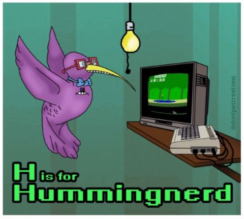 H is for Hummingnerd STICKER 3"x 3" Glossy, 