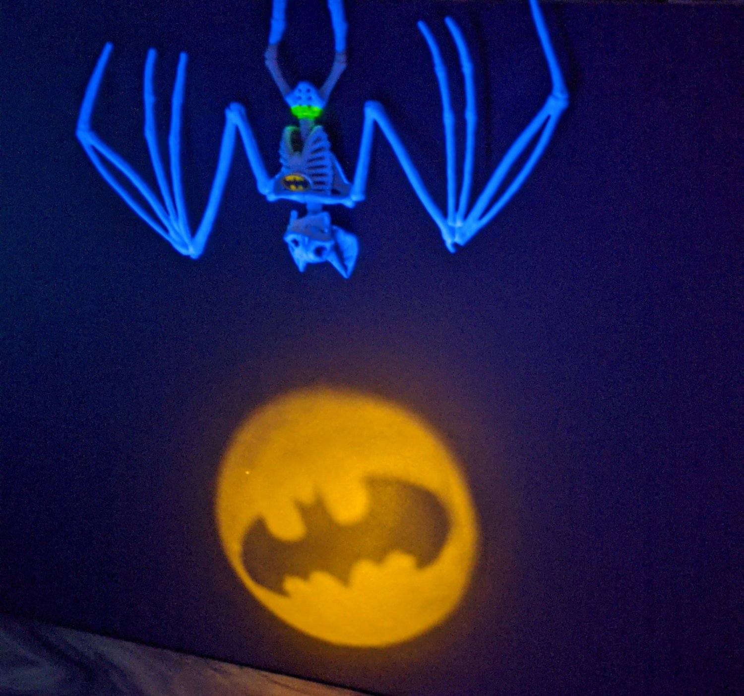Batman Painted Bat Skeleton - Blacklight UV reactive, hand painted neon