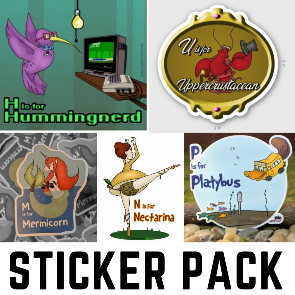 Alphabet Creatures Pack #2 - FIVE Sticker Pack