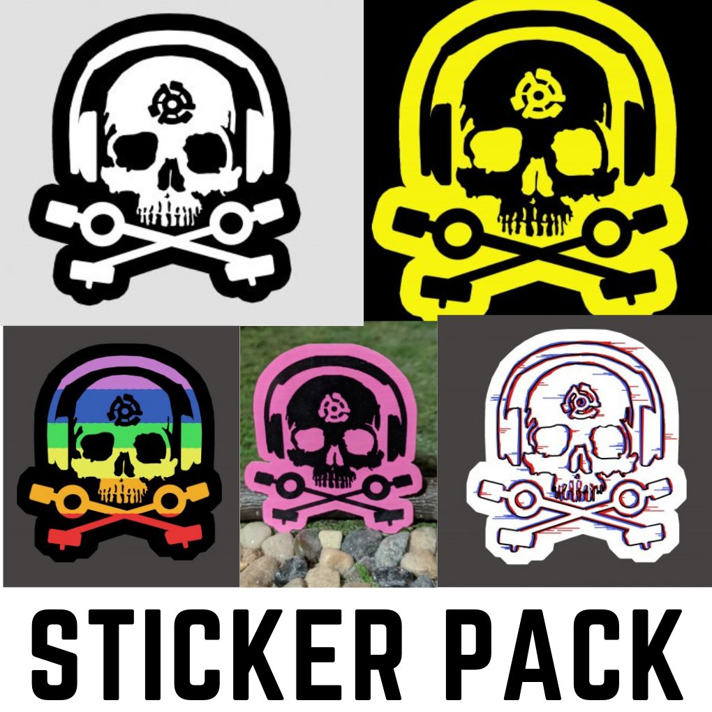 D.J.Skeleton Logo Pack - FIVE Sticker Pack