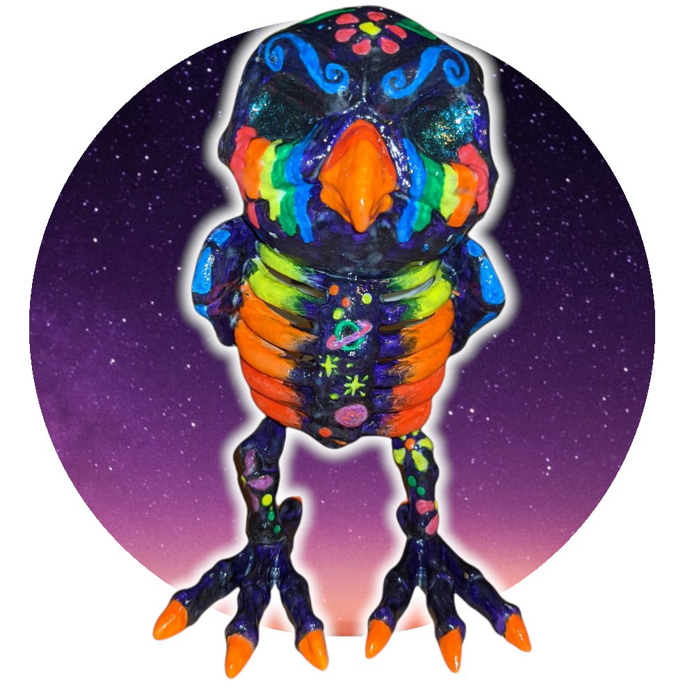 Night Owl Skeleton - Hand-Painted Blacklight UV Reactive Skeleton, neon