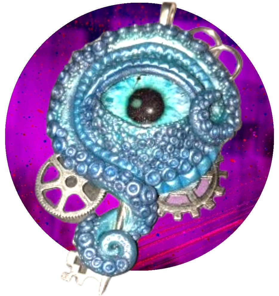Steampunk Blue Cyclops Eye Pendant [0047]