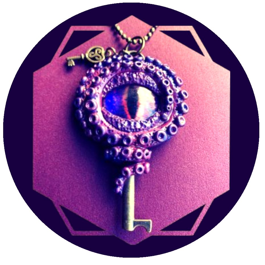 Eyeball Key Necklace surrounded by tentacles - Purple  [0041]