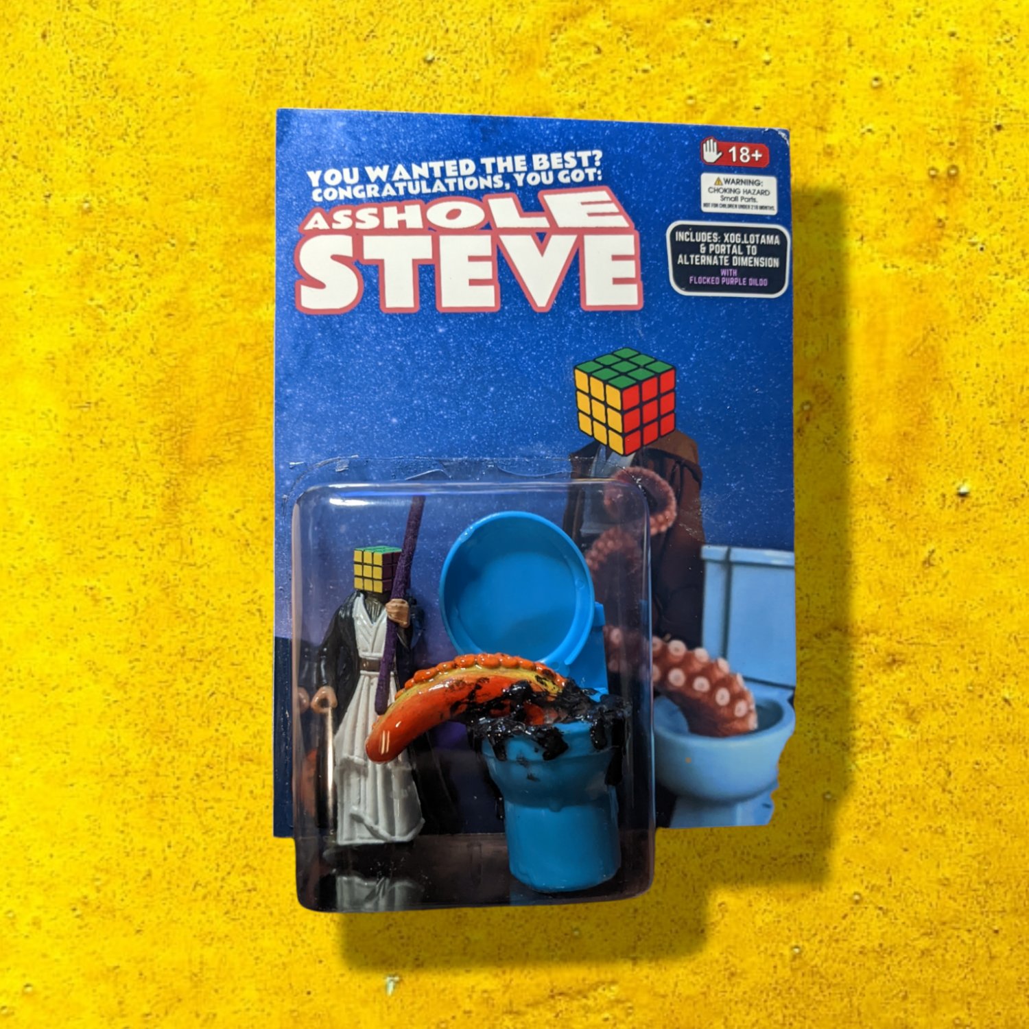 ASSHOLE STEVE (with XOG and Flocked Purple Dildo!) - Custom Action Figure - One-of-a-Kind Artwork!