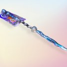 Handmade Epoxy Resin Magic Wand with Metallic Blue and Silver Design