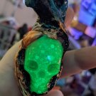 Glow in the Dark Green Resin Skull Magic Wand: Handmade with Durable Epoxy Resin Finish