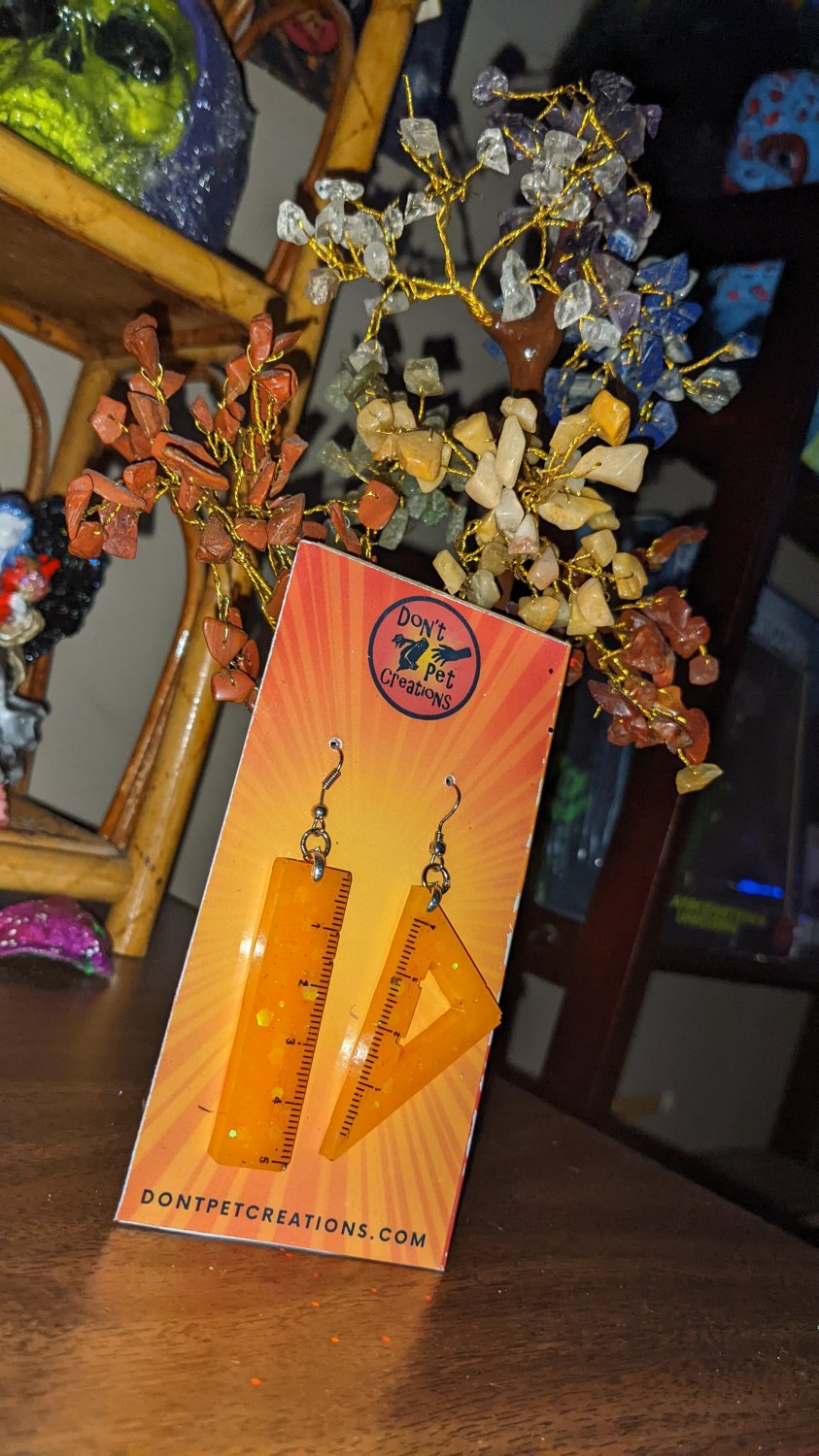 GlowintheDark Ruler and Protractor Earrings