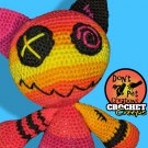 Crocheted Sunset Coloured Zombie Cat Handmade • 12" Crocheted Plush [D0001]
